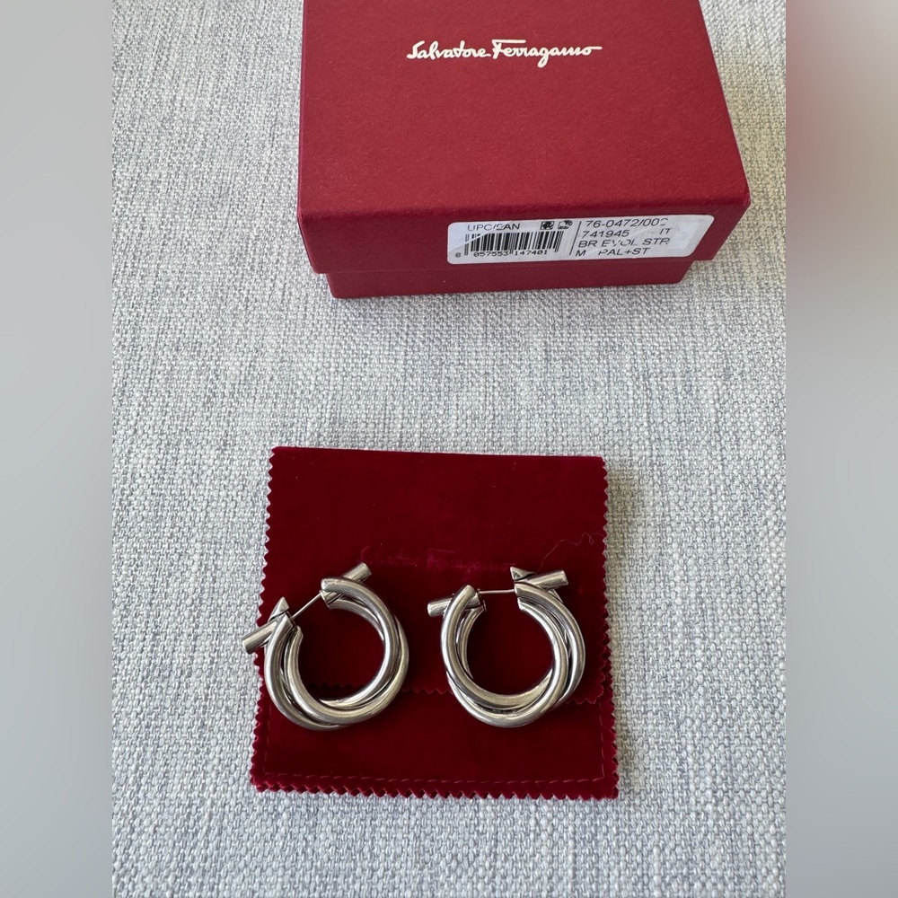 Salvatore Ferragamo Elegant Silver Hoop Earrings
